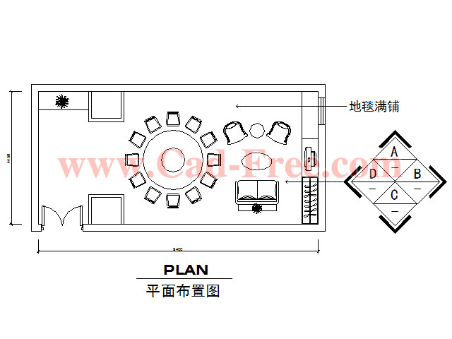 Restaurant Large Round Table CAD PLAN